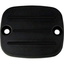 Master Cylinder Cover with Milled Lines — Black anodized, front mount, aluminum