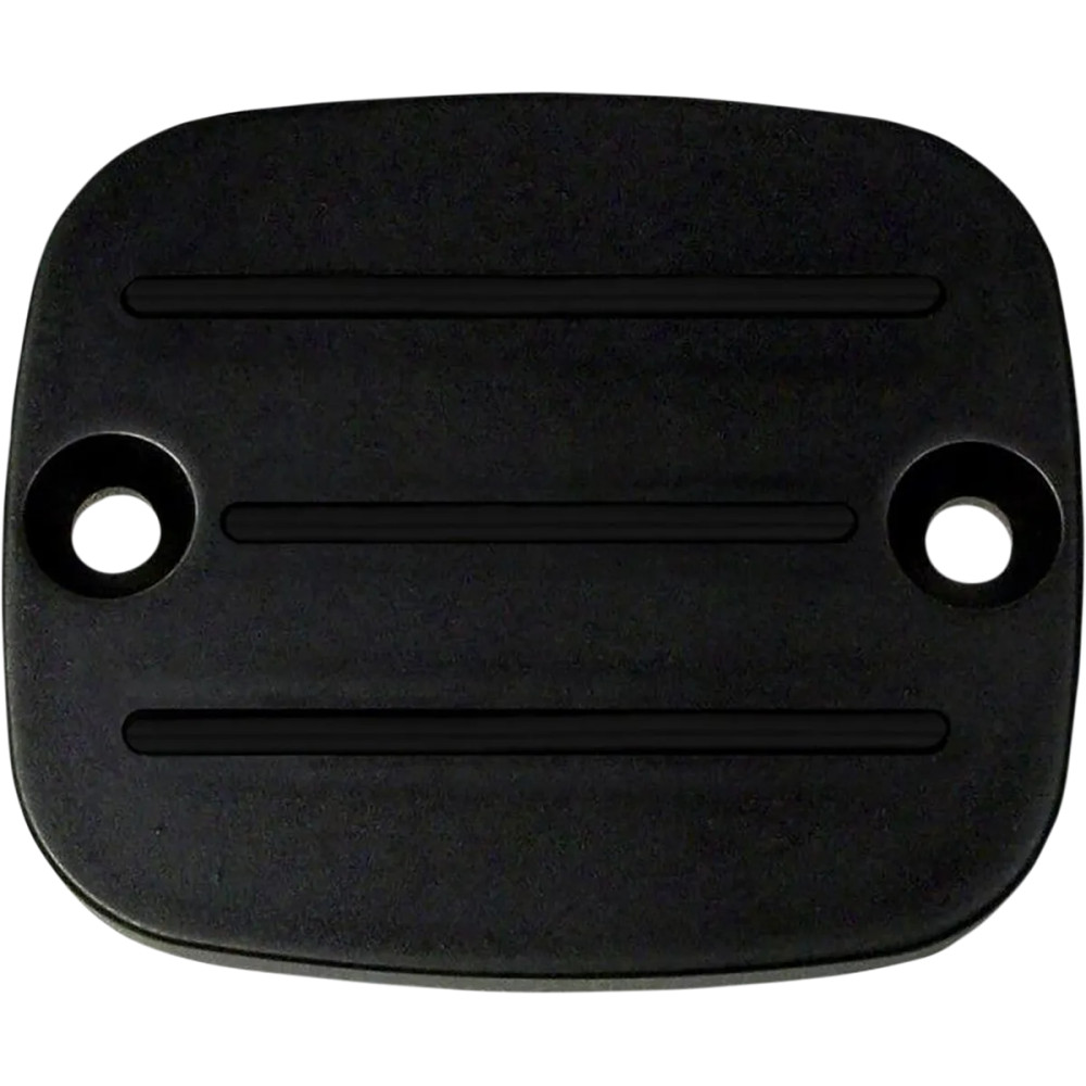 Master Cylinder Cover with Milled Lines — Black anodized, front mount, aluminum