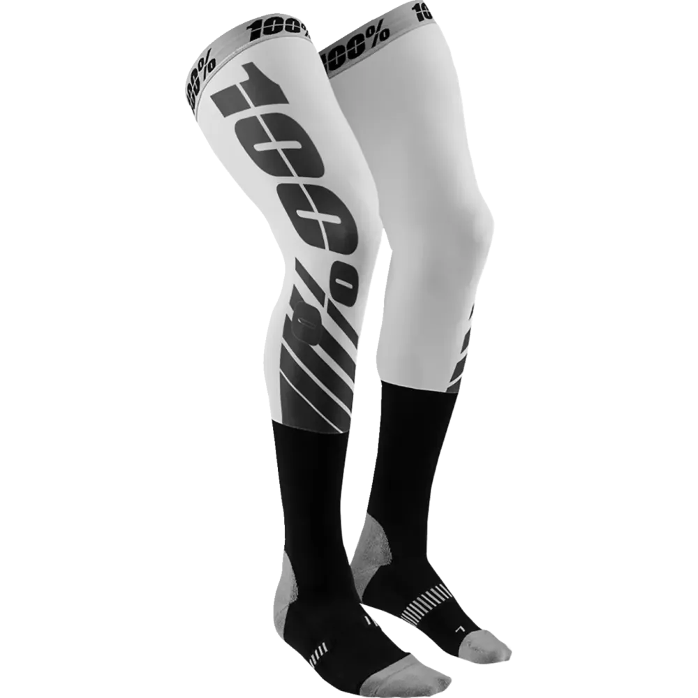 REV Knee Brace Performance Moto Socks — Knee-High, L/XL, White/Black/Gray