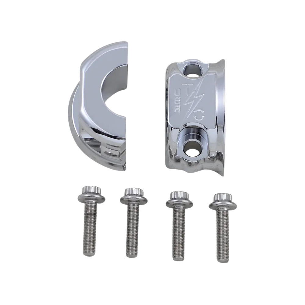 Abrazaderas de soporte de freno/embrague — cromado, izquierda y derecha