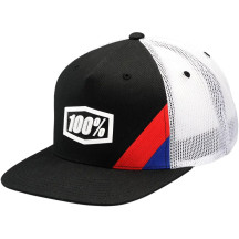 Gorra trucker Cornerstone AJ Fit — negro, blanco