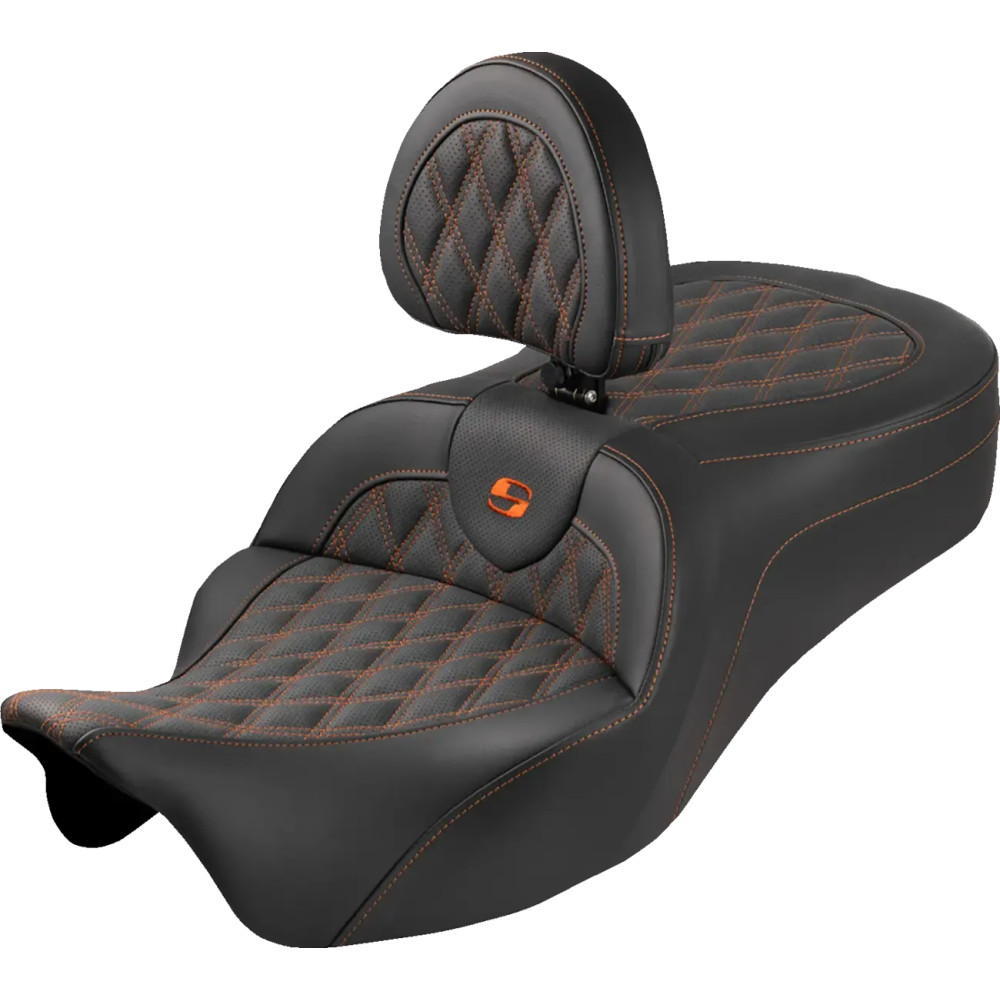 Asiento Roadsofa™ King — 31 in, Negro, Costura naranja