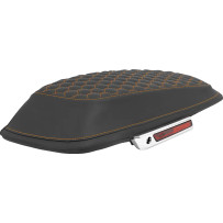 Cubiertas de tapa de alforja Honeycomb — Negro, pespunte naranja, par