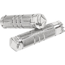 Knurled Diamond Custom Grips — 25.4 mm (1") handlebar, Chrome