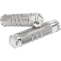 Knurled Diamond Custom Grips — 25.4 mm (1") handlebar, Chrome