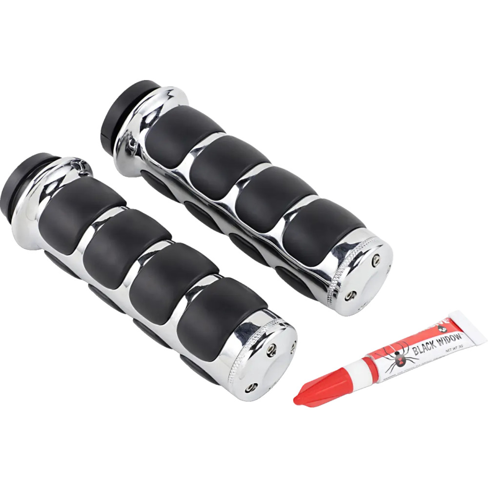 ISO®-Puños para Harley — 25.4 mm (1") diámetro de manillar, negro, cromo