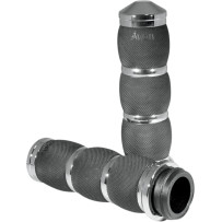 3-Ring Air Cushioned Grips — 1 in handlebar diameter, 5 in length, Black, Chrome