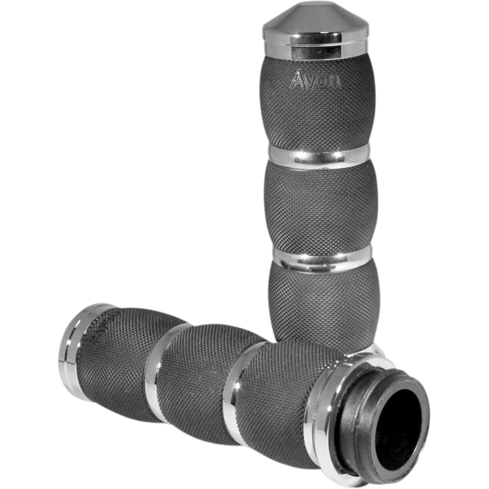 3-Ring Air Cushioned Grips — 1 in handlebar diameter, 5 in length, Black, Chrome