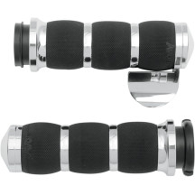 3-Ring Air Cushioned Grips — 25.4 mm (1") handlebar diameter, 5" length, Black, Chrome