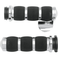 3-Ring Air Cushioned Grips — 25.4 mm (1") handlebar diameter, 5" length, Black, Chrome