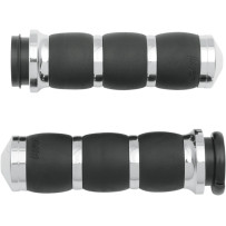 3-Ring Velvet Air Grips — 1" handlebar, 4-5/8" length, Black, Chrome