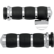 3-Ring Velvet Air Grips — 25.4 mm (1") diameter, 11.7 cm (4-5/8") length, Black/Chrome finish