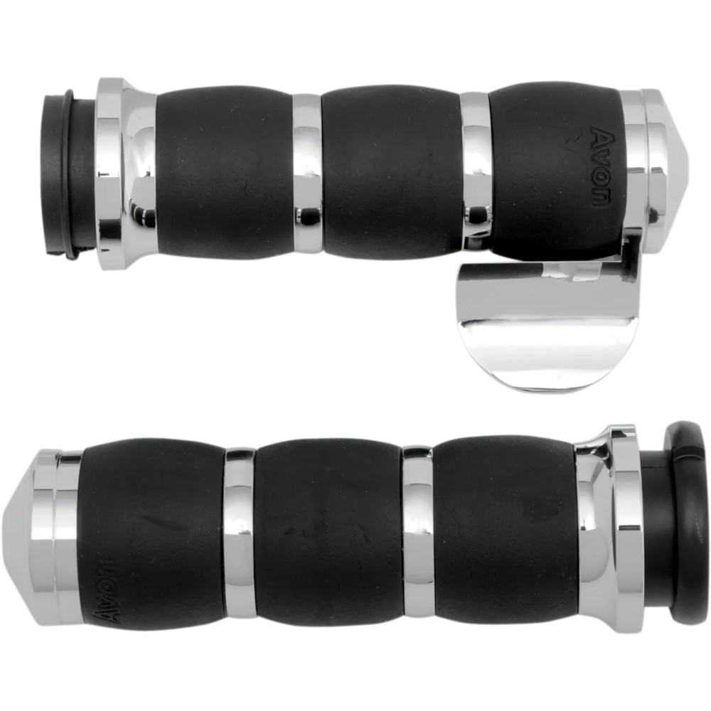 3-Ring Velvet Air Grips — 25.4 mm (1") diameter, 11.7 cm (4-5/8") length, Black/Chrome finish