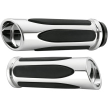 Deep Cut Comfort Series Grips — 25.4 mm (1") handlebar, 14 cm (5-1/2") length, Black/Chrome