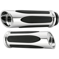 Deep Cut Comfort Series Grips — 25.4 mm (1") handlebar, 14 cm (5-1/2") length, Black/Chrome