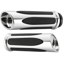 Deep Cut Comfort Series Grips — 25.4 mm (1") handlebar, 13.5 cm (5-1/4") length, Black/Chrome