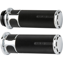 Slot Track Grips — 25.4 mm (1") handlebar diameter, Throttle-by-wire, Black, Chrome
