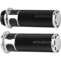 Slot Track Grips — 25.4 mm (1") handlebar diameter, Throttle-by-wire, Black, Chrome