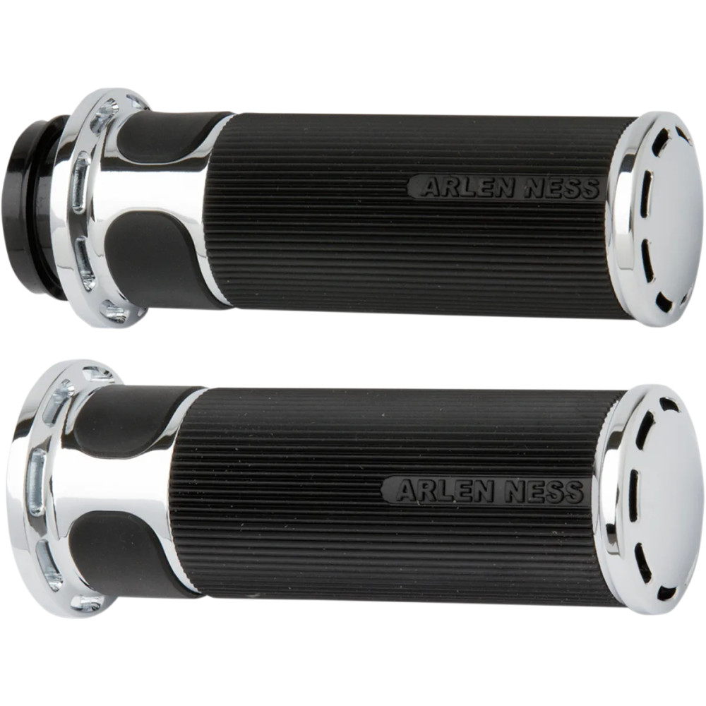 Slot Track Grips — 25.4 mm (1") handlebar diameter, Throttle-by-wire, Black, Chrome