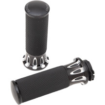 Fusion Deep Cut Grips — 1" handlebar diameter, black anodized