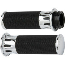 Fusion Deep Cut Grips — 1" handlebar, Chrome/Black