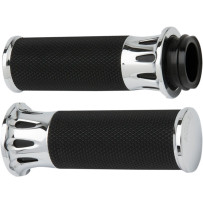 Fusion Deep Cut Grips — 1" handlebar, Chrome/Black