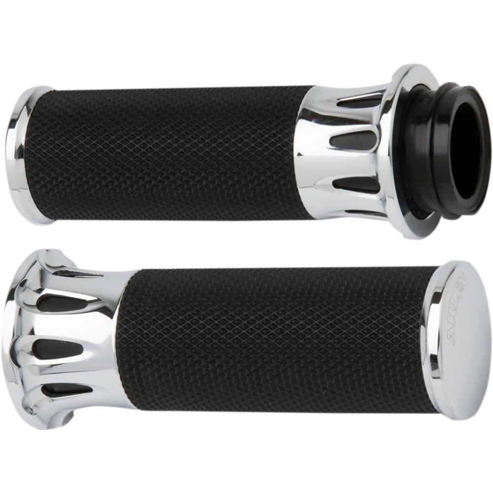 Fusion Deep Cut Grips — 1" handlebar, Chrome/Black