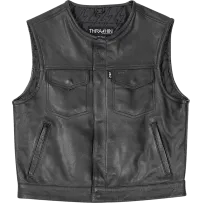 Encinal Leather Shorty Riding Vest — Black, 2XL