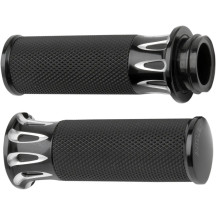 Fusion Deep Cut Grips — 1" handlebar, Black anodized