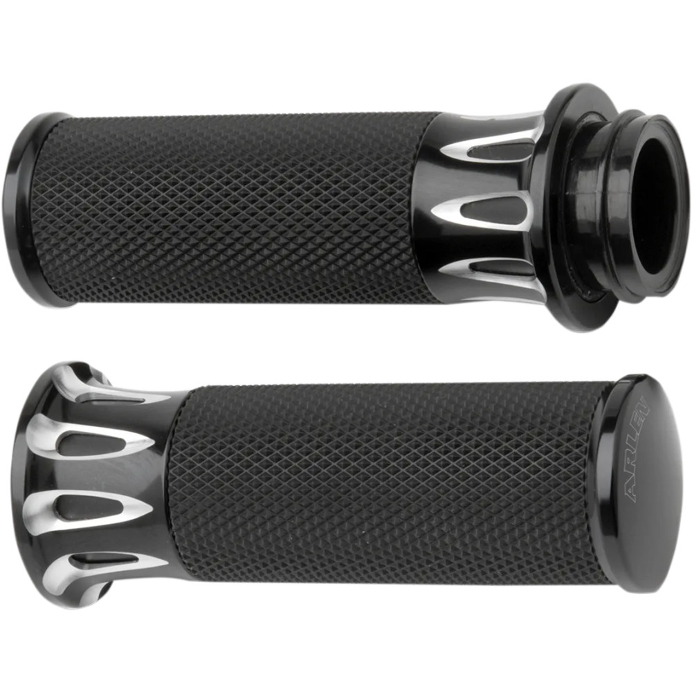 Fusion Deep Cut Grips — 1" handlebar, Black anodized