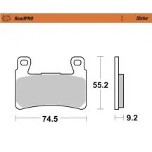 Road Pro Sintered Front Brake Pads — 74,5 mm, 55,2 mm, 9,2 mm