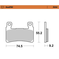 Road Pro Sintered Front Brake Pads — 74,5 mm, 55,2 mm, 9,2 mm