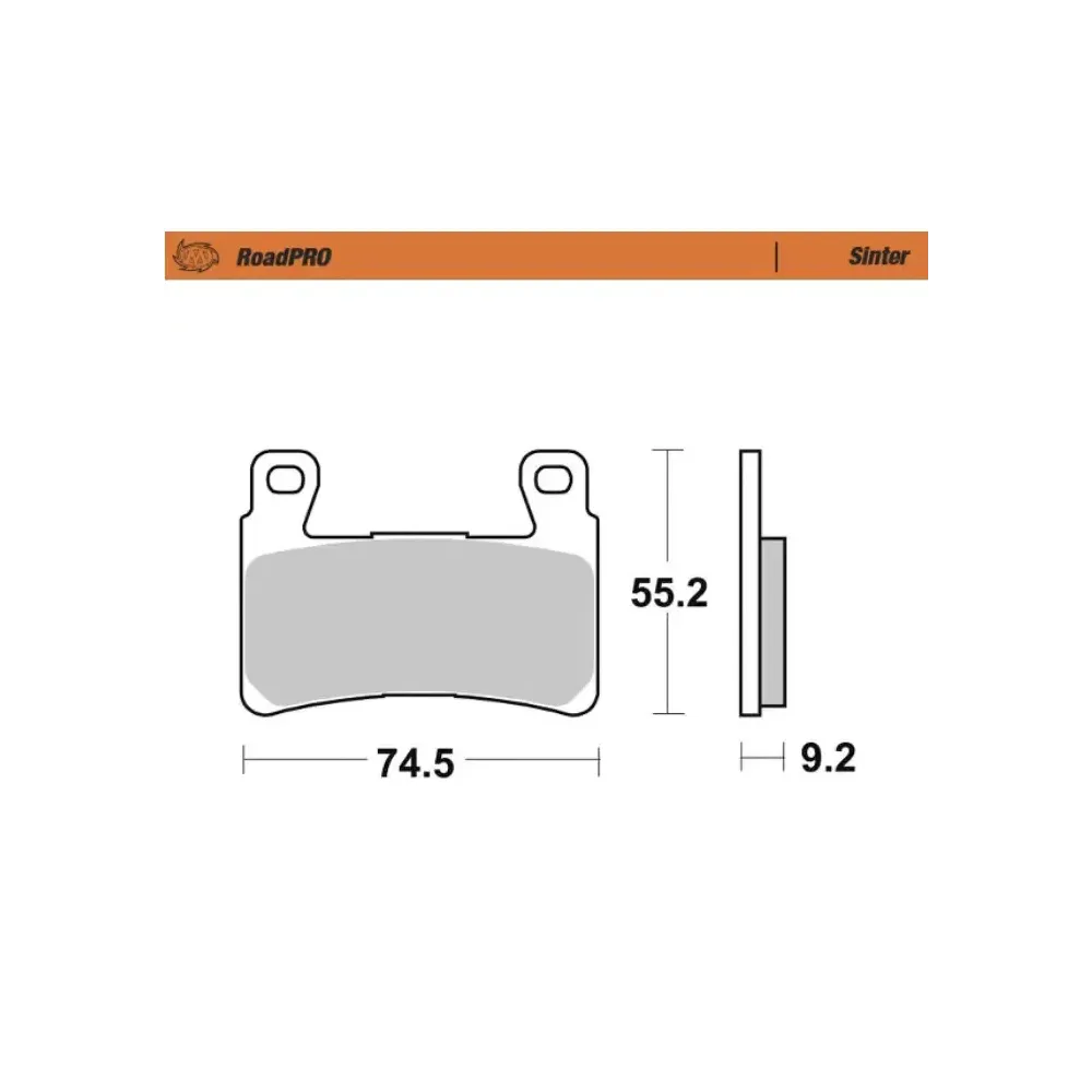 Road Pro Sintered Front Brake Pads — 74,5 mm, 55,2 mm, 9,2 mm