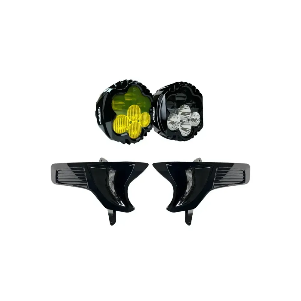 Kit de doble faro Shark Demon® 2 con ventilaciones de intermitente LED — Harley-Davidson®, negro brillante