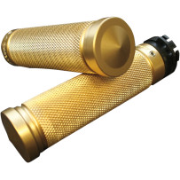 Brass Knurled Custom Grips — 25.4 mm (1") handlebar fit, polished brass