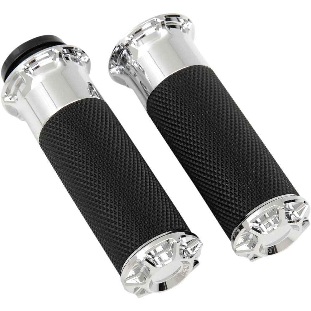 Beveled Grips — 25.4 mm (1") handlebar, Chrome, Black