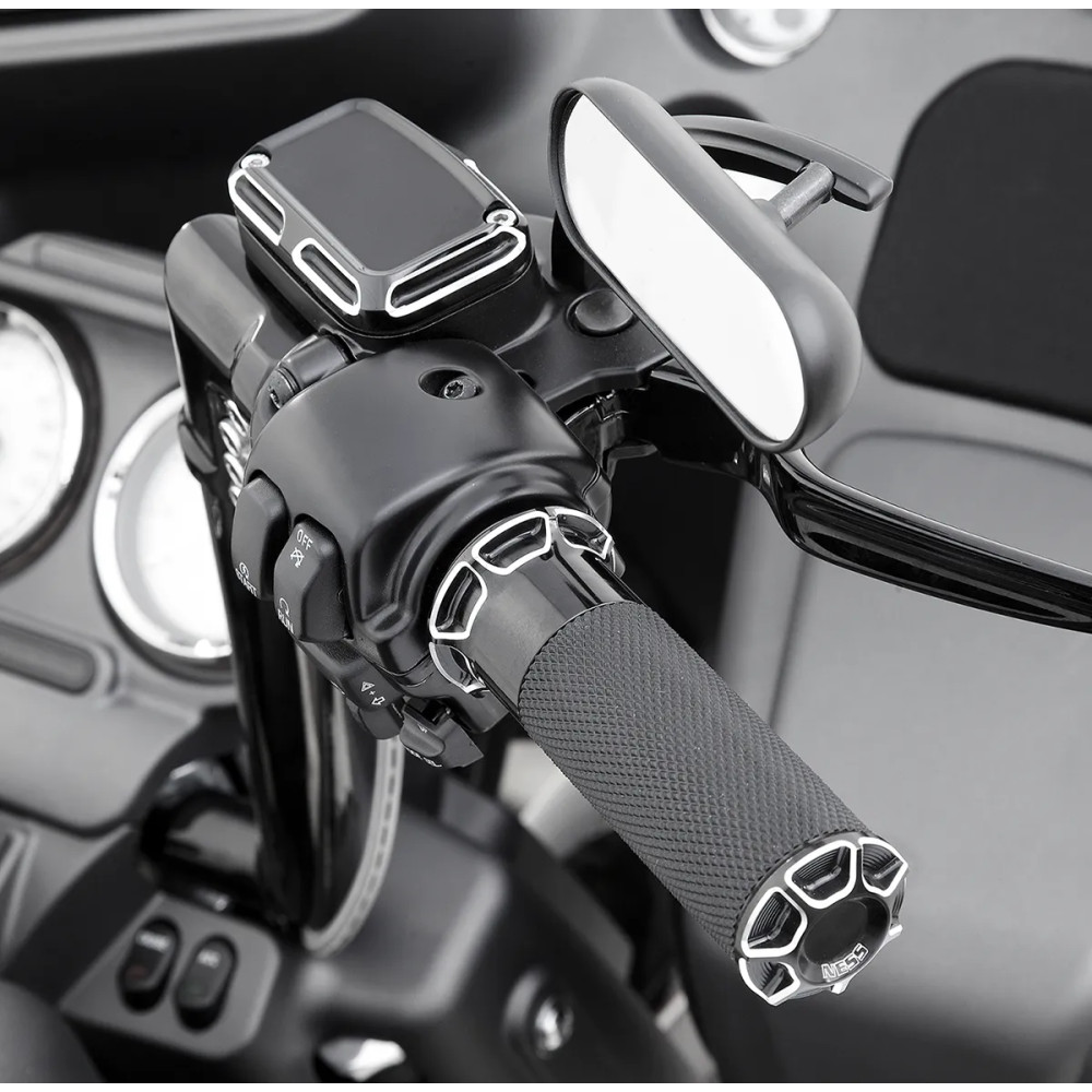 Beveled Grips — 25.4 mm (1") handlebar, Black anodized, Throttle-by-wire