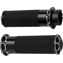 Beveled Grips — 25.4 mm (1") handlebar, Black anodized, Throttle-by-wire