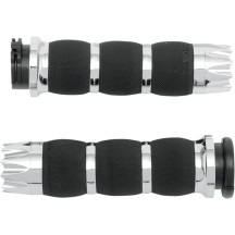 Excalibur Air Cushioned Grips — 1" handlebar diameter, 5" length, Chrome, Black
