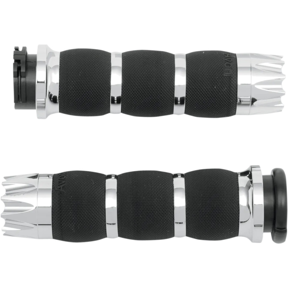 Excalibur Air Cushioned Grips — 1" handlebar diameter, 5" length, Chrome, Black