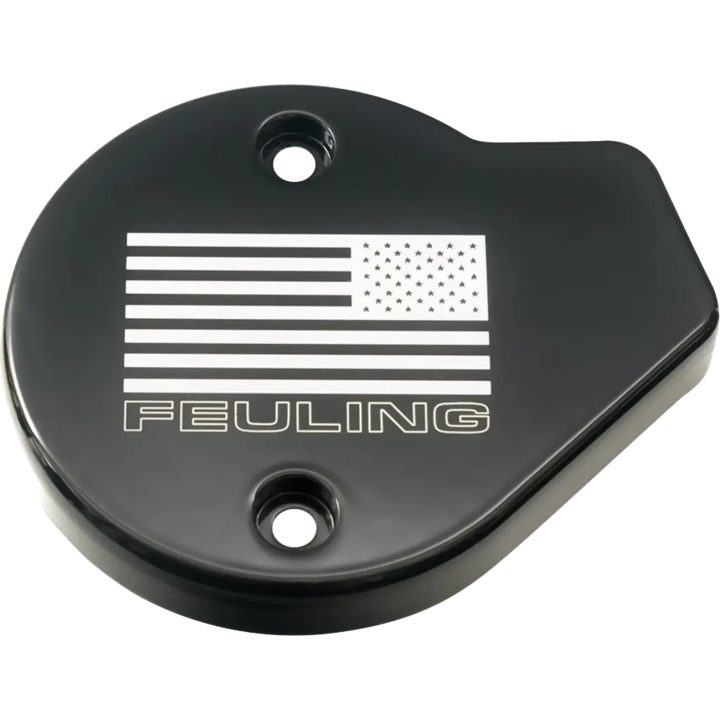 Cam Timing Cover — Gloss Black, Flag Reverse