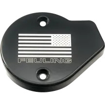 Cam Timing Cover — Gloss Black, Flag Reverse