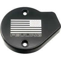 Cam Timing Cover — Gloss Black, Flag Reverse