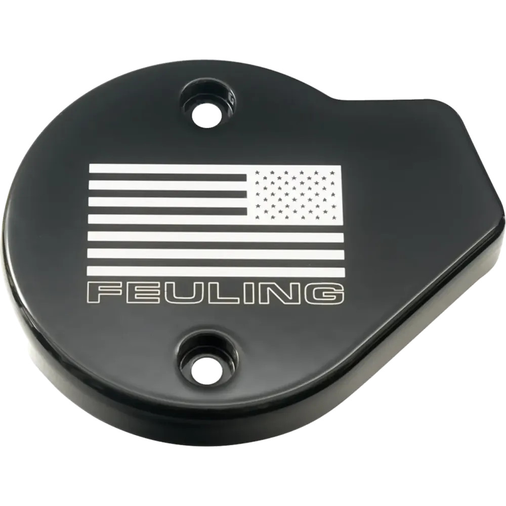 Cam Timing Cover — Gloss Black, Flag Reverse
