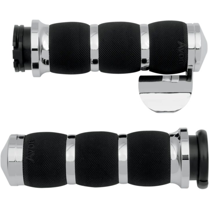 Puños Air acolchados de 3 anillos — diámetro del manillar 25,4 mm (1"), longitud 12,7 cm (5"), negro, cromo