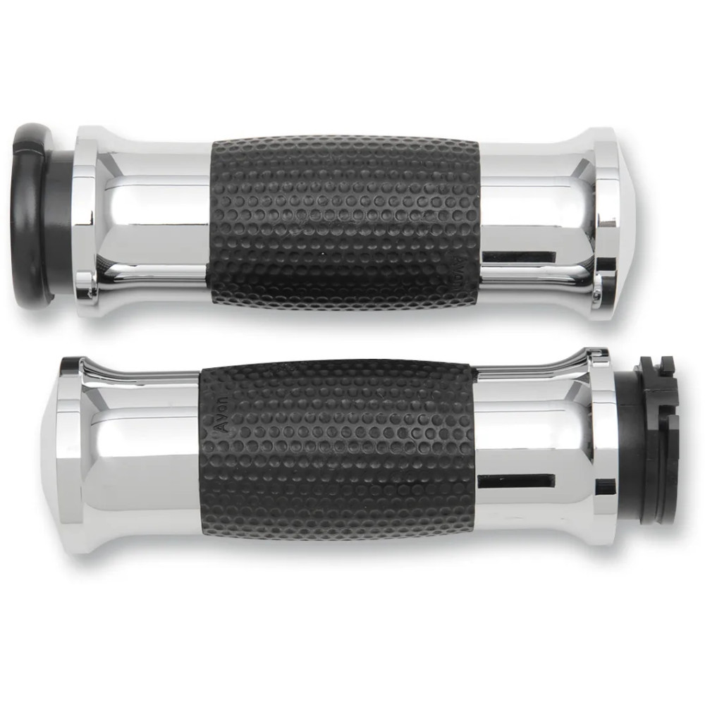 Air GEL Grips — 1" handlebar, 4-5/8" length, Black/Chrome, fits Harley® & metric cruisers
