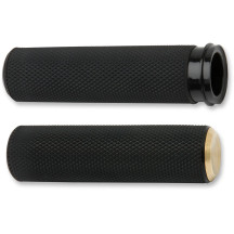 Knurled Grips — 25.4 mm (1") handlebar diameter, Black, Brass