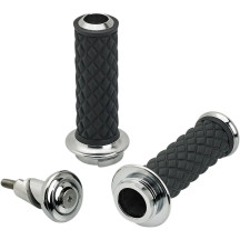Alumicore Grips — 5" length, 25.4 mm (1") handlebar diameter, Black, Chrome