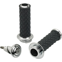 Alumicore Grips — 5" length, 25.4 mm (1") handlebar diameter, Black, Chrome