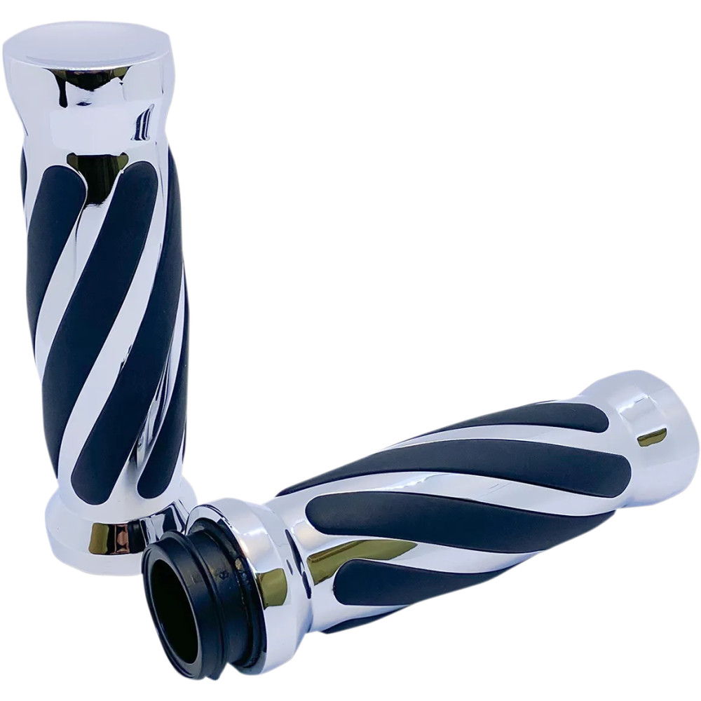 Custom Twisted Rubber Grips — 1" handlebar, 5" length, Black